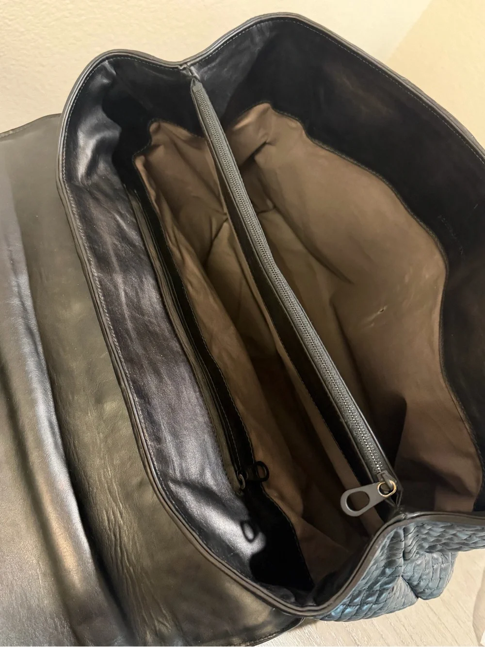 Bottega Veneta Black Leather Large Briefcase